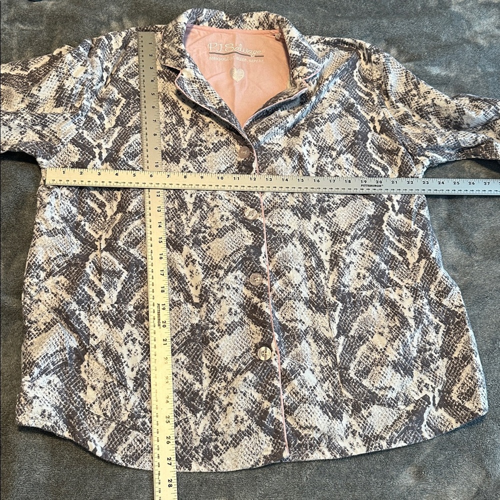PJ Salvage Snake Print Classic Flannel Lover Pajama Shirt & Pants Set SZ 1X Plus - Picture 9 of 12